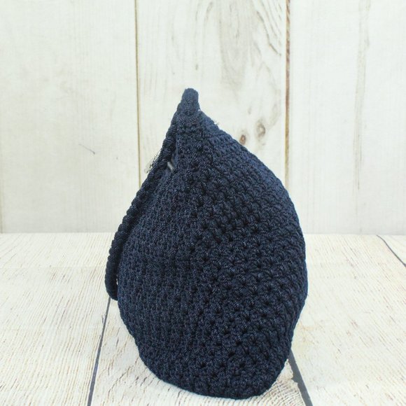 The Sak Blue Crochet Zipper Side Pocket Lined Tote Shoulder Handbag - Picture 2 of 9